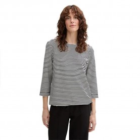тениска,дамски,тениски,tom,tailor,structured,3,4,sleeve,t,shirt,offwhite,navy,regular,stripe,(white)