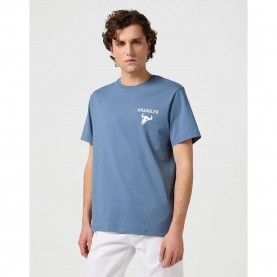 Тениска Wrangler Graphic Relaxed Fit short sleeve T-shirt - Blue - (Dusty Blue) тениска,мъжки,тениски,wrangler,graphic,relaxed,fit,short,sleeve,t,shirt,blue,(dusty,blue)