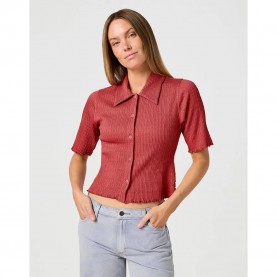 риза,с,къс,ръкав,дамски,блузи,дамски,ризи,wrangler,smocked,short,sleeve,shirt,red