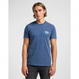 Тениска Lee Medium Logo short sleeve T-shirt - Blue (Orion Blue) тениска,мъжки,тениски,дамски,тениски,lee,medium,logo,short,sleeve,t,shirt,blue,(orion,blue)