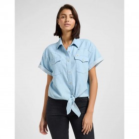риза,с,къс,ръкав,дамски,блузи,дамски,ризи,lee,western,cropped,short,sleeve,shirt,blue