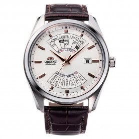 часовник,часовници,orient,watches,contemporary,multi,year,calendar,43,mm,watch,brown,light,grey,mineral,(silver)
