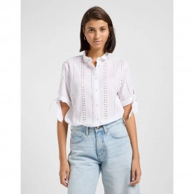 риза,с,къс,ръкав,дамски,блузи,дамски,ризи,lee,camp,tie,button,up,short,sleeve,shirt,bright,white,(white)