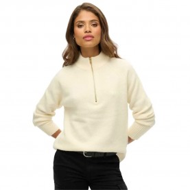блуза,дамски,пуловери,дамски,плетени,дрехи,superdry,brushed,half,zip,sweater,ecru,(beige)