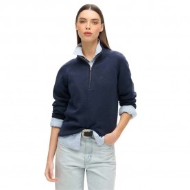 блуза,дамски,пуловери,дамски,плетени,дрехи,superdry,classic,half,zip,sweater,eclipse,navy,(blue)