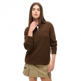 блуза,дамски,пуловери,дамски,плетени,дрехи,superdry,essential,pluse,size,half,zip,sweater,woodland,brown,(brown)