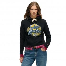 суичър,дамски,блузи,superdry,floral,hoodie,black,(black)