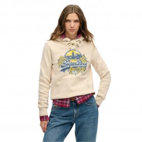 суичър,дамски,блузи,superdry,floral,hoodie,chateau,grey,(beige)