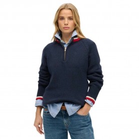 блуза,дамски,пуловери,дамски,плетени,дрехи,superdry,tipped,half,zip,sweater,blue