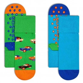 чорапи,детски,чорапи,happy,socks,car,anti,slip,socks,2,pairs,green,blue,(green)