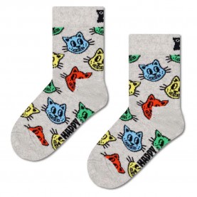 чорапи,детски,чорапи,happy,socks,cat,crew,socks,grey