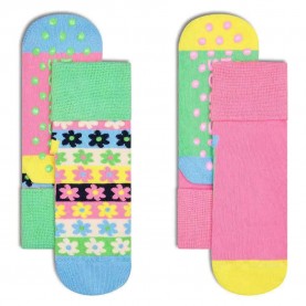 чорапи,детски,чорапи,happy,socks,flower,stripe,anti,slip,socks,2,pairs,multicolor,(light,green)