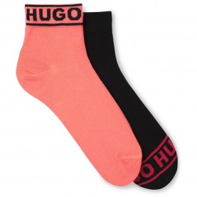 чорапи,дамски,чорапи,hugo,logo,color,short,socks,2,pairs,red,black,(light,pastel,red)
