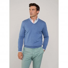 блуза,мъжки,пуловери,façonnable,cosilk,v,neck,sweater,blue,(blue,marl)