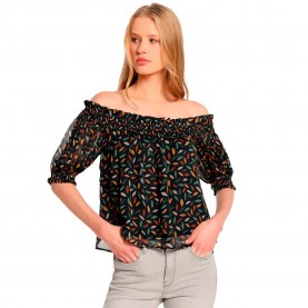 дънки,дамски,блузи,дамски,ризи,lois,jeans,10951,short,sleeve,blouse,black,(print)