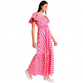 дънки,дамски,поли,и,рокли,lois,jeans,11222,short,sleeve,long,dress,pink,(print)