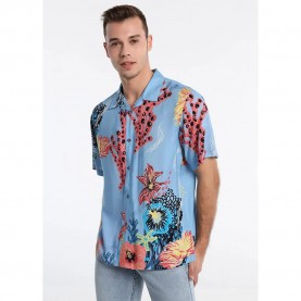риза,с,къс,ръкав,мъжки,ризи,lois,jeans,6756,short,sleeve,shirt,brown,(print)