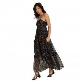 дънки,дамски,поли,и,рокли,lois,jeans,10963,sleeveless,long,dress,black,(aop,mini,leaves,print)