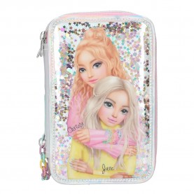 канцеларски,принадлежности,topmodel,electric,(0413196),triple,pocket,pencil,case,silver,(multicolor)