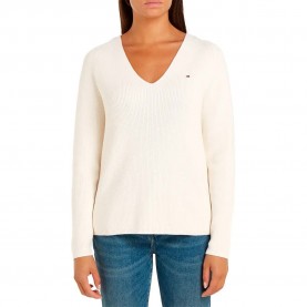 блуза,дамски,пуловери,дамски,плетени,дрехи,tommy,hilfiger,co,stitch,v,neck,sweater,white