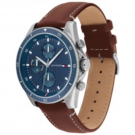 часовник,часовници,tommy,hilfiger,parker,44,mm,watch,brown,(iridescent,blue,brown,leather)
