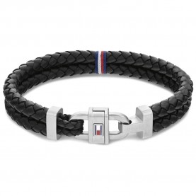 бижутерия,tommy,hilfiger,2790361,bracelet,black,(silver)