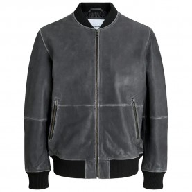 яке,мъжки,якета,jack,&,jones,charge,leather,bomber,jacket,black,washed,(grey)