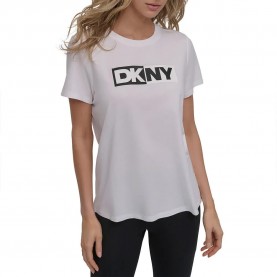 тениска,дамски,тениски,dkny,two,tone,logo,short,sleeve,t,shirt,white