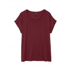 тениска,дамски,тениски,vero,moda,ava,plain,short,sleeve,t,shirt,tawny,port,(red)
