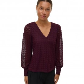 тениска,дамски,тениски,vero,moda,becca,long,sleeve,v,neck,t,shirt,winetasting,(purple)