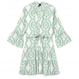 рокля,дамски,поли,и,рокли,vero,moda,melba,3,4,sleeve,short,dress,green,(snow,white,holly,green)