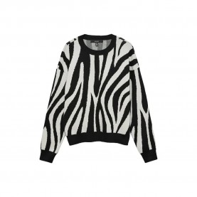 блуза,дамски,пуловери,дамски,плетени,дрехи,vero,moda,siljeanimal,sweater,birch,w,black,zebra,pattern