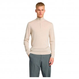 блуза,мъжки,пуловери,selected,tray,half,zip,sweater,oatmeal,melange,(beige)