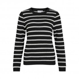 блуза,дамски,пуловери,дамски,плетени,дрехи,vila,dalo,sweater,black,white,alyssum,(black)