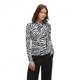 тениска,дамски,тениски,vila,leoa,long,sleeve,high,neck,t,shirt,black,zebra,(white)