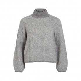 блуза,дамски,пуловери,дамски,плетени,дрехи,vila,lory,high,neck,sweater,grey,(medium,grey,melange,eggnog,melange)
