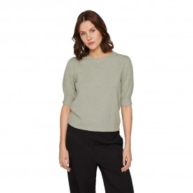 тениска,дамски,тениски,vila,ril,knit,3,4,sleeve,t,shirt,oil,green,melange,(green)