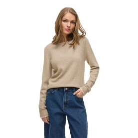 блуза,дамски,пуловери,дамски,плетени,дрехи,vila,ril,sweater,natural,melange,white,alyssum,(beige)