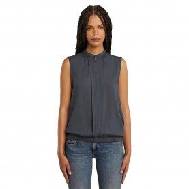 потник,дамски,блузи,дамски,ризи,g,star,stand,up,collar,sleeveless,shirt,grey