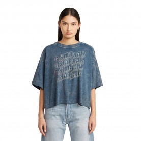 тениска,дамски,тениски,g,star,washed,multi,logo,oversized,short,sleeve,t,shirt,blue,(mid,blue,double,dye)