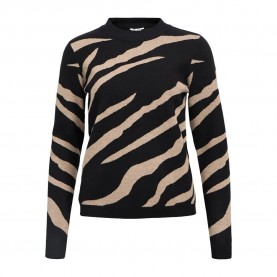 блуза,дамски,пуловери,дамски,плетени,дрехи,object,ray,sweater,black,desert,taupe,tiger,graphic,(black)