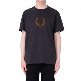 тениска,мъжки,тениски,fred,perry,flocked,laurel,short,sleeve,t,shirt,grey