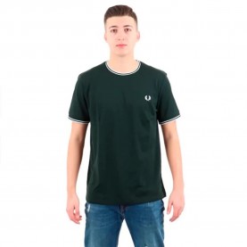тениска,мъжки,тениски,fred,perry,twin,tipped,short,sleeve,t,shirt,night,green,snow,white,(green)