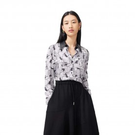 риза,с,дълъг,ръкав,дамски,блузи,дамски,ризи,lily,art,print,long,sleeve,shirt,black,(white)