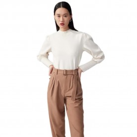 блуза,дамски,пуловери,дамски,плетени,дрехи,lily,bubble,sleeve,wool,knitted,sweater,white