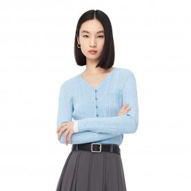 жилетка,дамски,пуловери,дамски,плетени,дрехи,lily,business,fashion,color,block,cardigan,sky,blue,(blue)