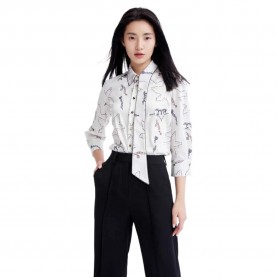 риза,с,дълъг,ръкав,дамски,блузи,дамски,ризи,lily,french,print,long,sleeve,shirt,off,white,(white)