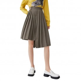 пола,дамски,поли,и,рокли,lily,irregular,pleated,midi,skirt,coffee,(brown)