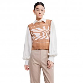 елек,дамски,сака,lily,jacquard,waistcoat,tea,(brown)