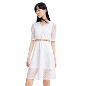 рокля,дамски,поли,и,рокли,lily,vintage,lace,short,sleeve,long,dress,white